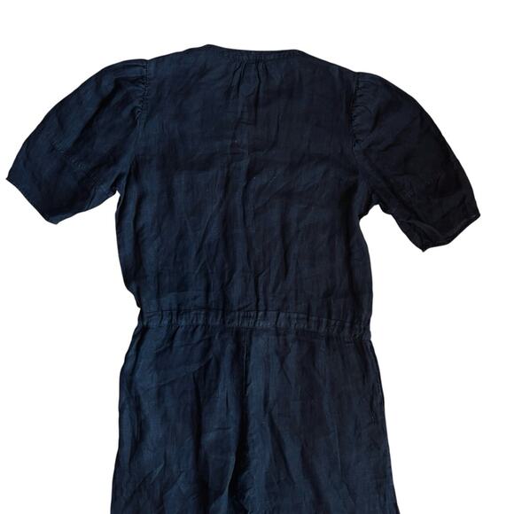 Velvet Graham & Spencer Women’s M Black Linen Jumpsuit Short Sleeve Button Front - Picture 9 of 15